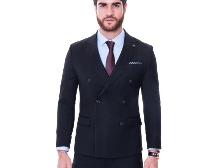 Traje Cruzado Negro Aldo Conti Black on Sale