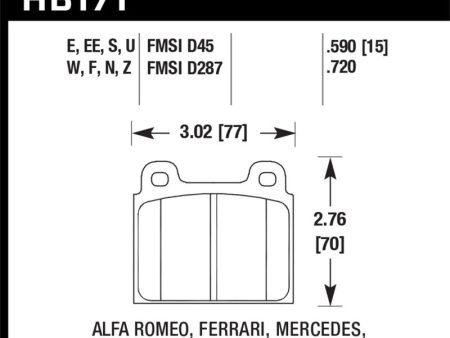 Hawk 1987 Volkswagen Scirocco 1.8L Base Front ER-1 Brake Pads Supply