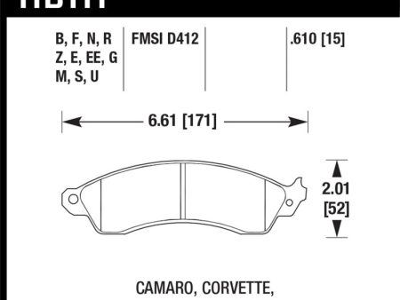 Hawk 1991 Chevrolet Camaro 3.1L Heritage Edition Performance Package Front ER-1 Brake Pads Hot on Sale