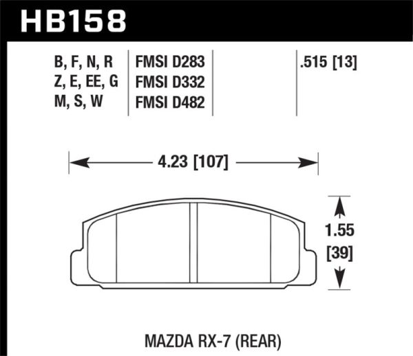 Hawk 03-05 Mazda 6 2.3L i OE Incl.Clips Shims Springs Rear ER-1 Brake Pads Fashion