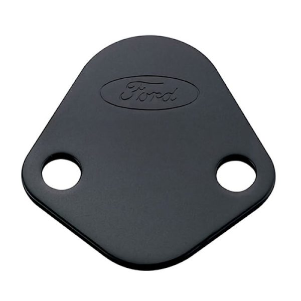 Ford Racing Fuel Pump Block Off Plate - Black Crinkle Finish w  Ford Oval Supply