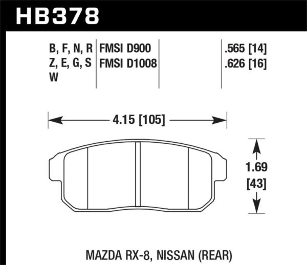 Hawk 08-11 Mazda RX-8 1.3L 40th Anniversary Edition Rear ER-1 Brake Pads For Sale